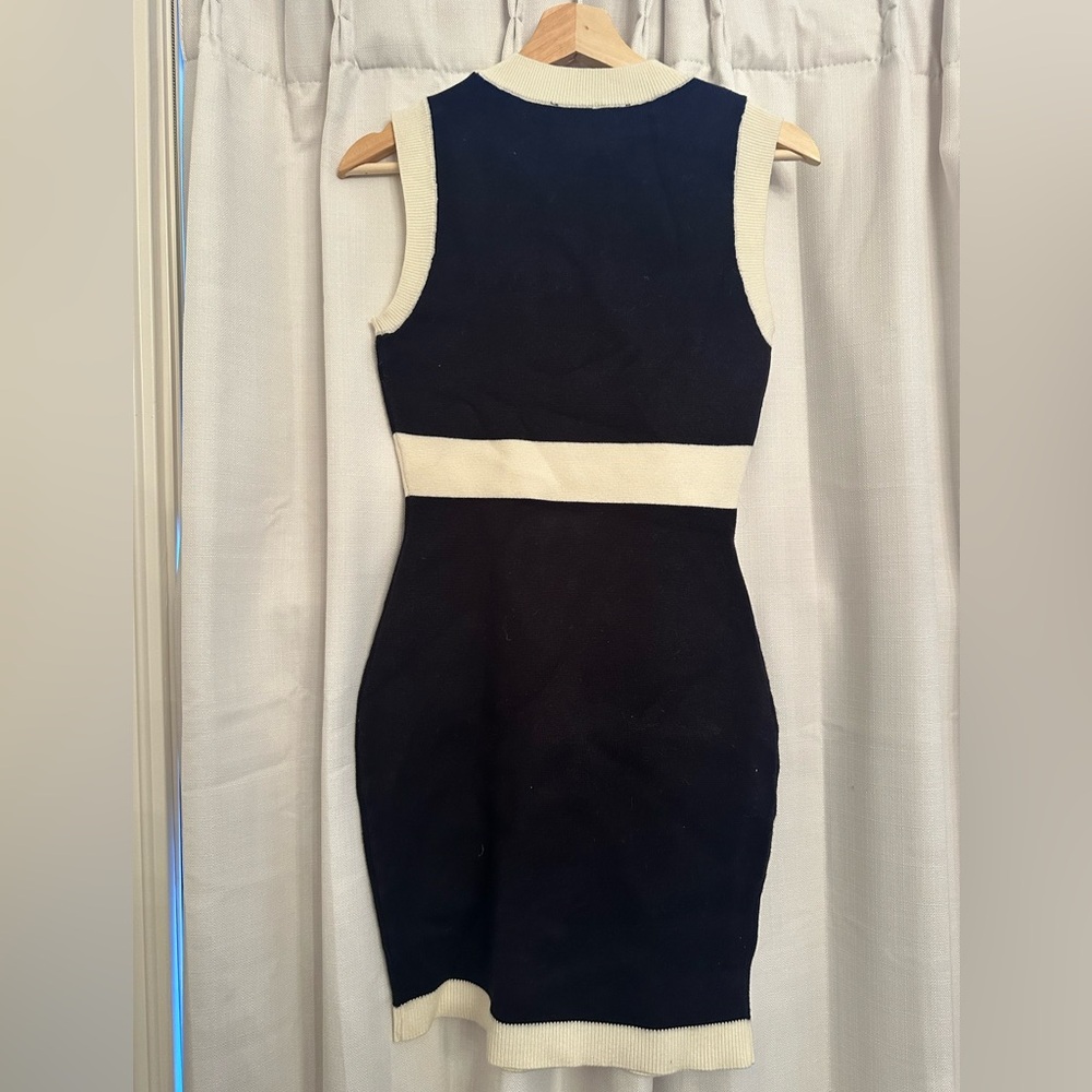 Endless Rose Black and Cream Button-Front Mini Dress - Picture 3 of 4